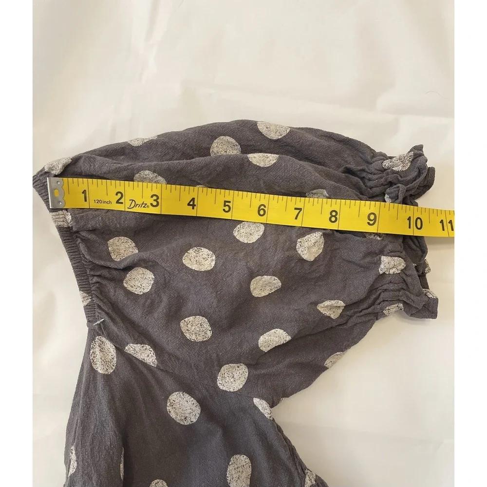 Rylee And‎ Cru Women's Linen Blend Polka Dot Dress Size S Milkmaid Coquette Grey